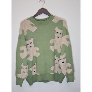 WyHOME Women's  Teddy Bear Knit‎ Sweater  Green Size L